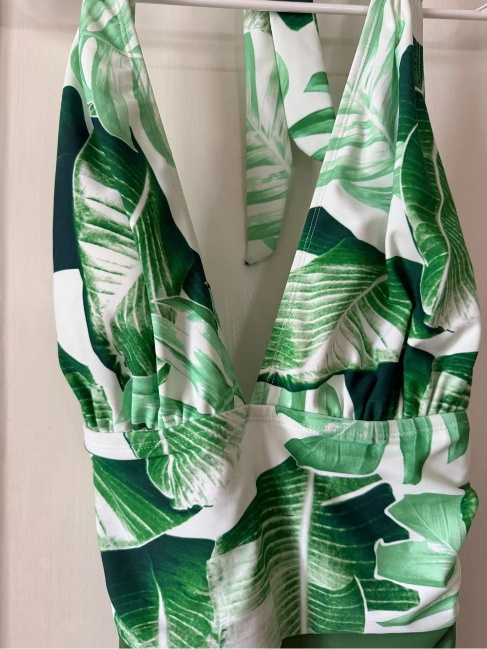 Green Tropical Print One-Piece Swimsuit